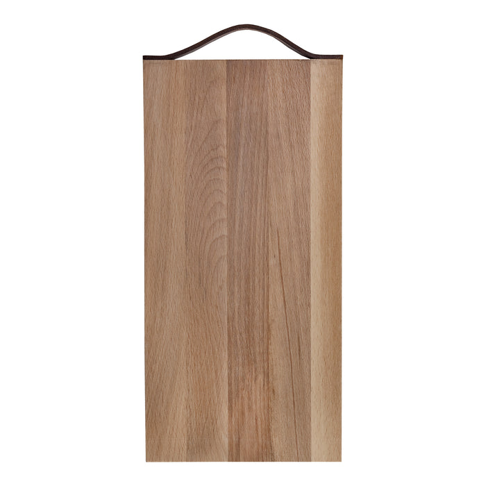 Plank met leren handvat beuken 33x16 cm