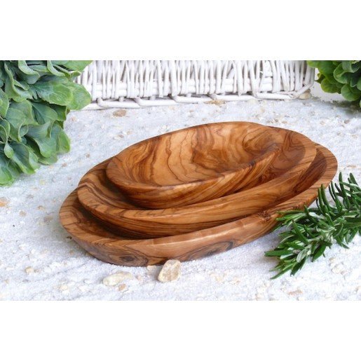 Olive wood oval set 3-piece