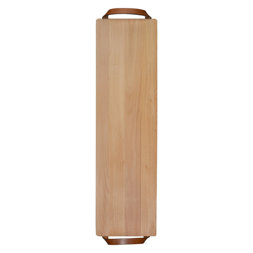 Plank met leren handvaten beuken 69x19 cm